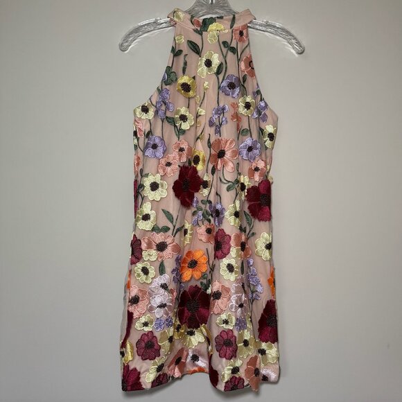 NWT gbGirls Sleeveless Hi Neck 3D Embroidered Floral Dress 3D lace size XL - Picture 3 of 9